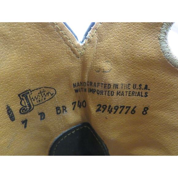 Justin Bent Rail Black Brown Leather Buckaroo Cowboy Western Boots Mens Size 7 D main image 7